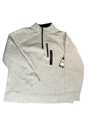 Old River Mens Quarter Zip Fleece Sweater Pull-over Oatmeal XXL Blue Trim NWT